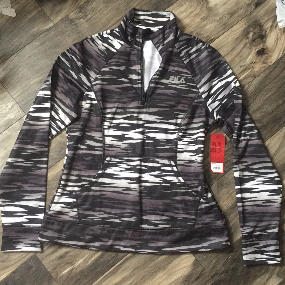 Zebra stripped Fila sport workout jacket